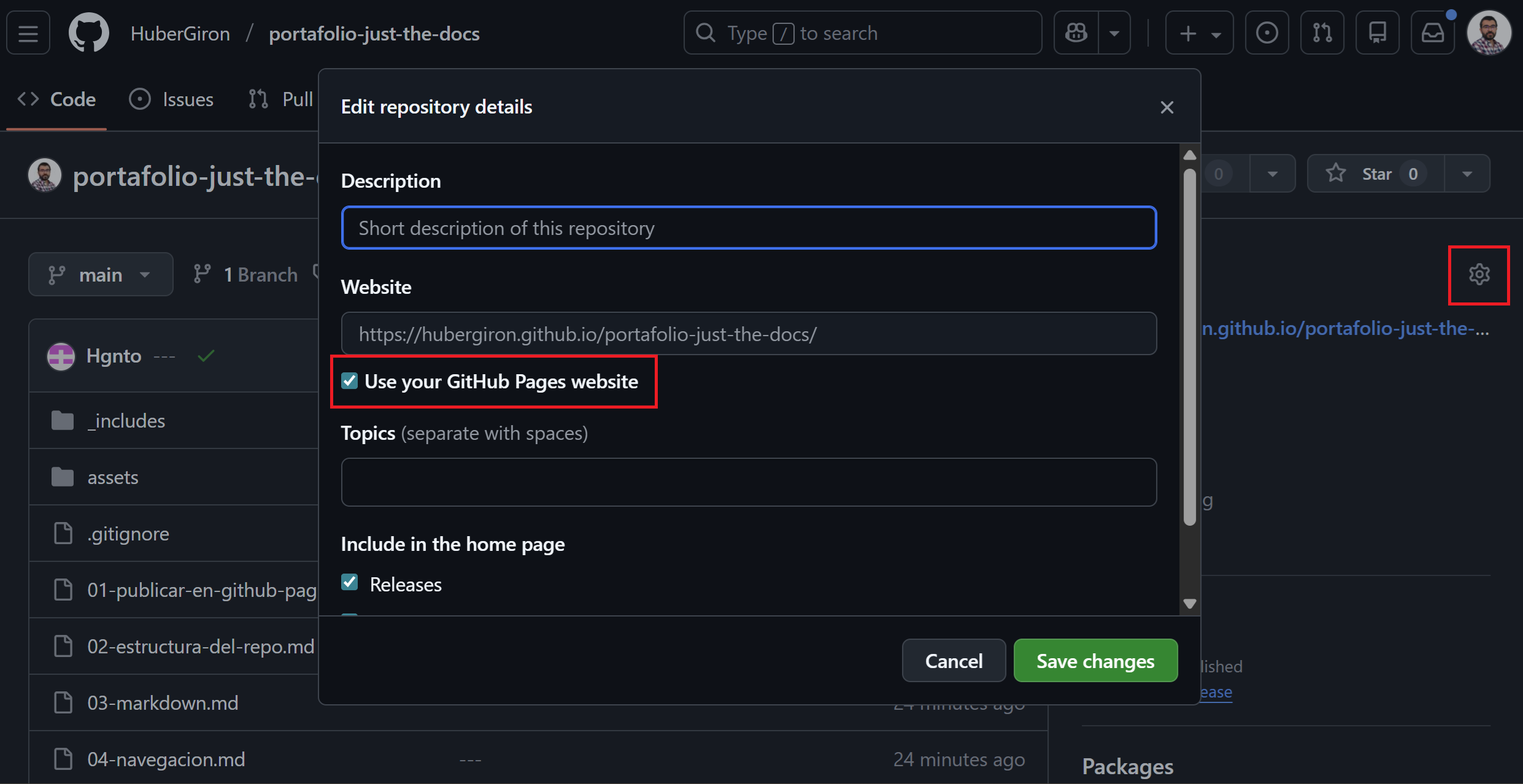 Publicar en GitHub Pages | Wearable